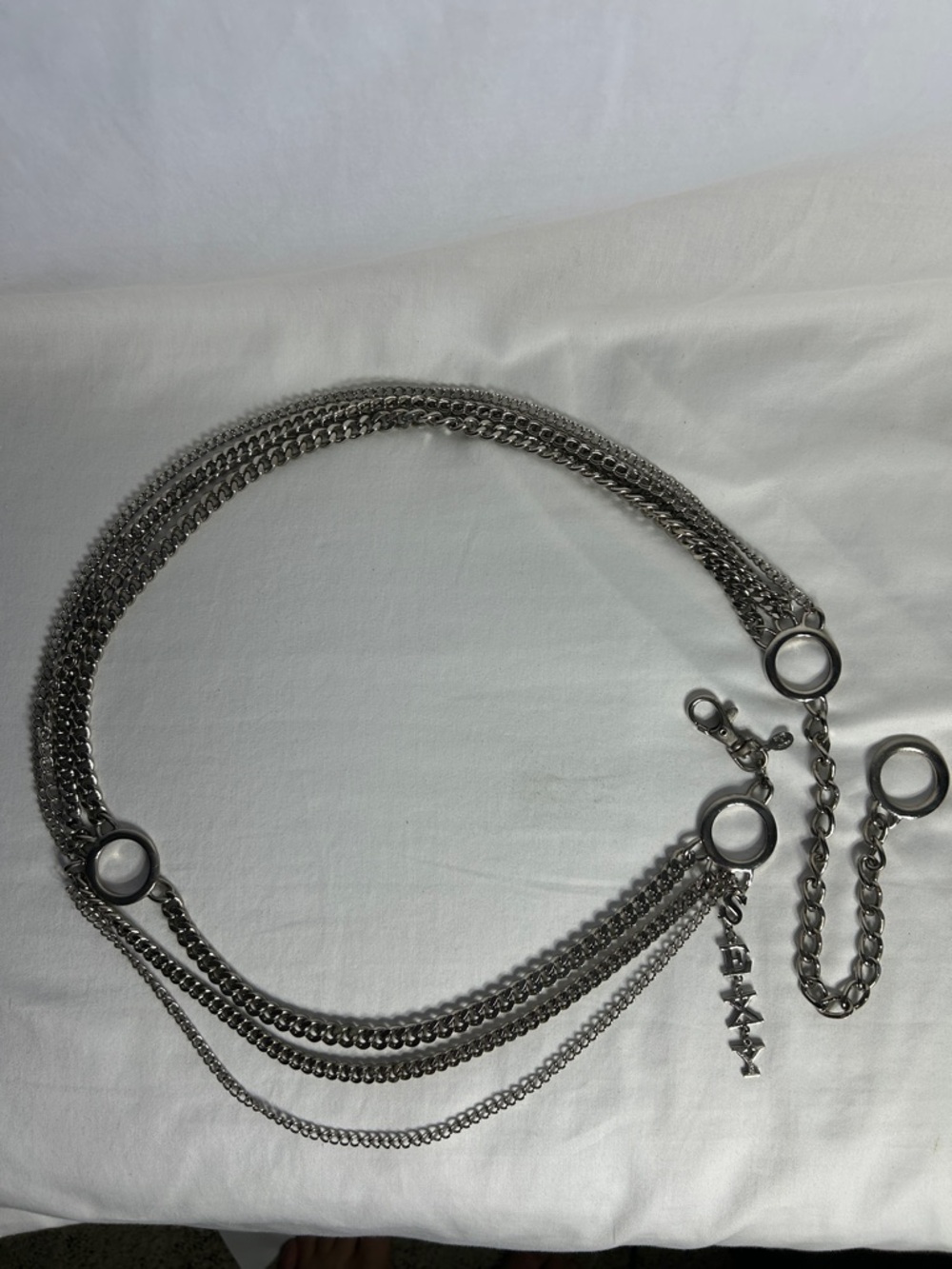 Vintage Multi-Strand Stainless Steel Chain Waist Hip Belt with Ring Accents